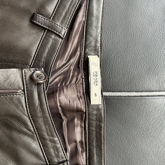 Vintage Prada Leather Pants (Dark Brown, like new, excellent condition) - Picture 2 of 2